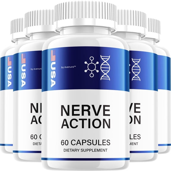 Nerve Action Capsules – NerveAction Natural Ingredients Glycogen Supplement for Health Support, 5 Pack, 300 Capsules