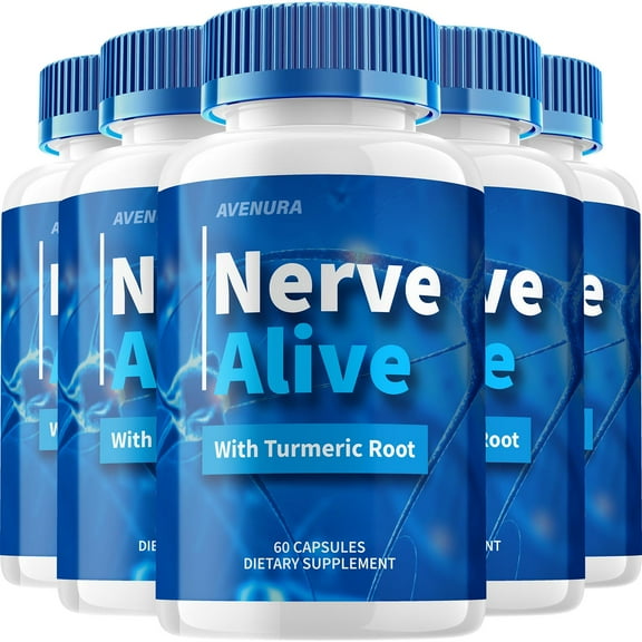 Nerve Alive Capsules – NerveAlive Pills Advanced Supplement, All Natural, Nerve Alive Maximum Strength Formula, Glycogen Support, 5 Pack, 300 Capsules