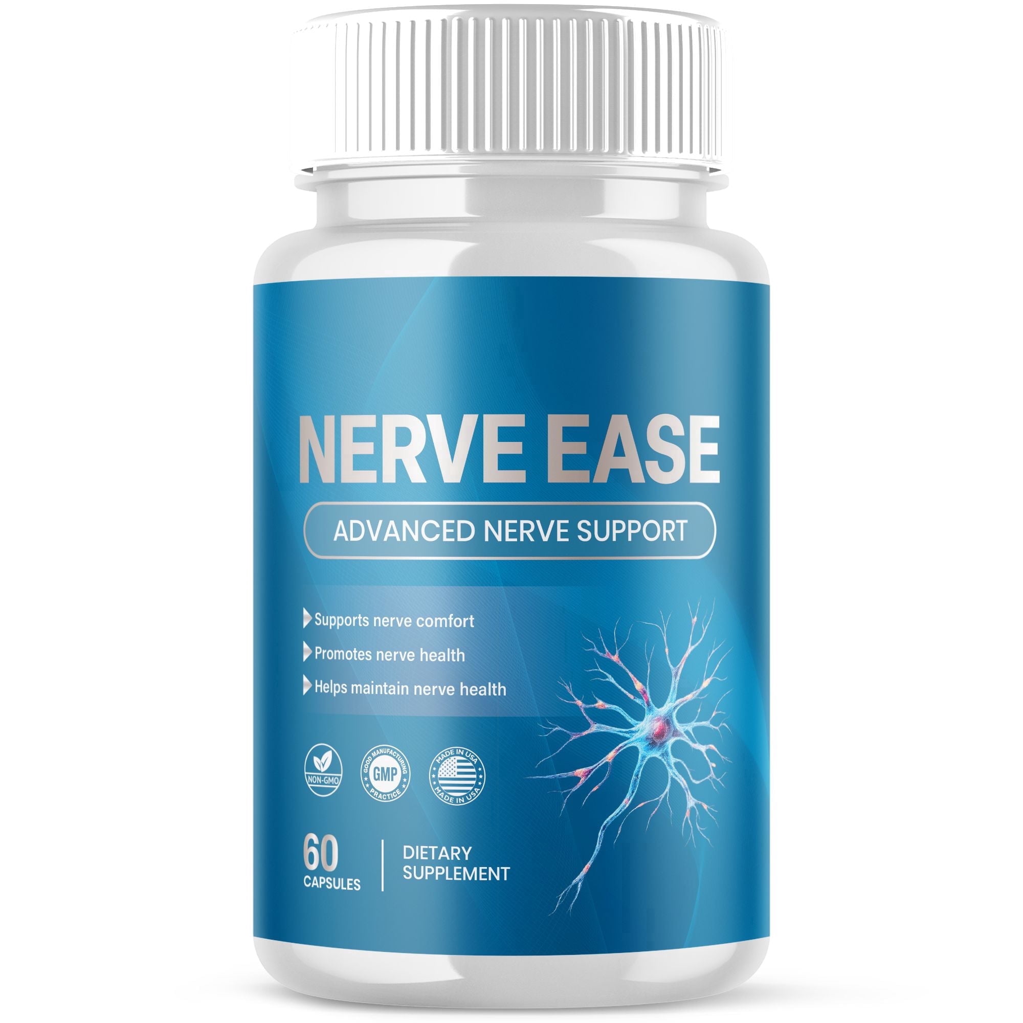 Nerve Ease Advanced Nerve Health Support Pills Natural Vitamin Supplement NerveEase 60 Capsules