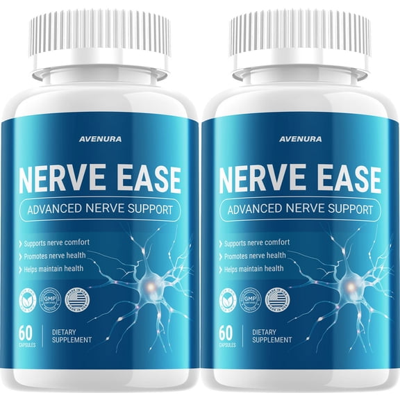 Nerve Ease Capsules  NerveEase Natural Ingredients Maximum Strength Supplement for Nerve Support, 2 Pack, 120 Capsules