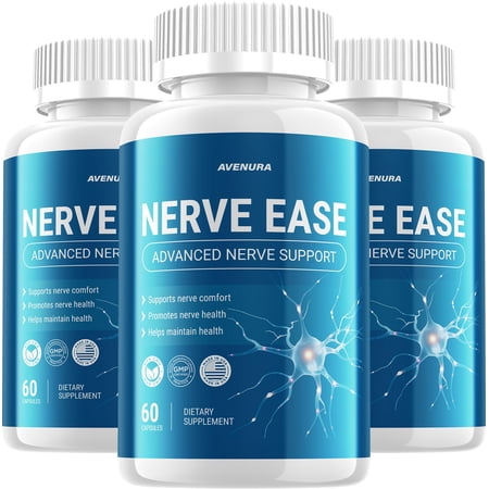 Nerve Ease Capsules – NerveEase Natural Ingredients Maximum Strength Supplement for Nerve Support, 3 Pack, 180 Capsules
