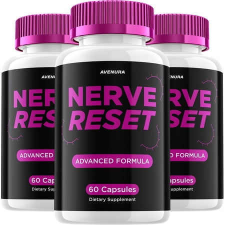 Nerve Reset Capsules – NerveReset Advanced Formula Natural Blend Extra Strength , 3 Pack, 180 Capsules