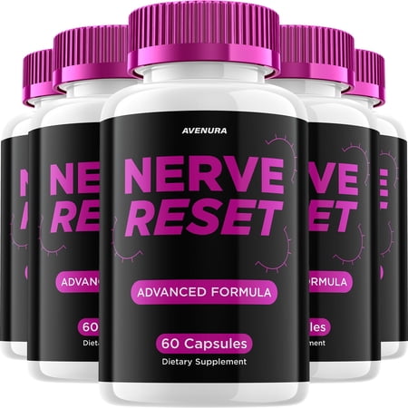 Nerve Reset Capsules – NerveReset Advanced Formula Natural Blend Extra Strength , 5 Pack, 300 Capsules