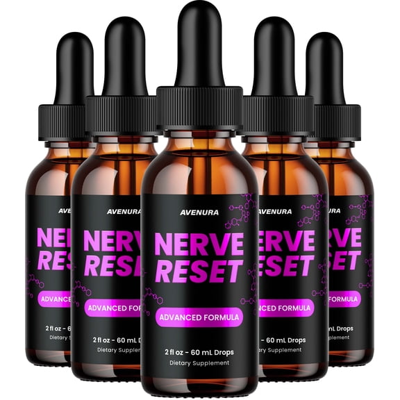 Nerve Reset Liquid Drops – NerveReset Natural Blend Memory Focus Brain Health Support Supplement, 5 Pack, 5 Month Supply