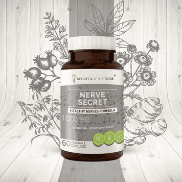 Nerve Secret 60 Capsules, 500 mg, Turmeric, Feverfew, Passionflower, Hawthorn, Oatstraw, Skullcap. Healthy Nerves formula