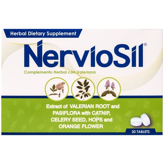 Nerviosil Calming Herbal Dietary Supplement for Sleeping Aid & Calming Pain Relief Tablets, 30 Ct