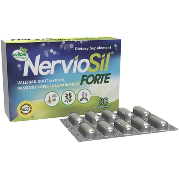 Nerviosil Forte Valerian Roots Dietary Supplements Herbal Extracts Passion Flowers & Lemon Balm 30 Capsules