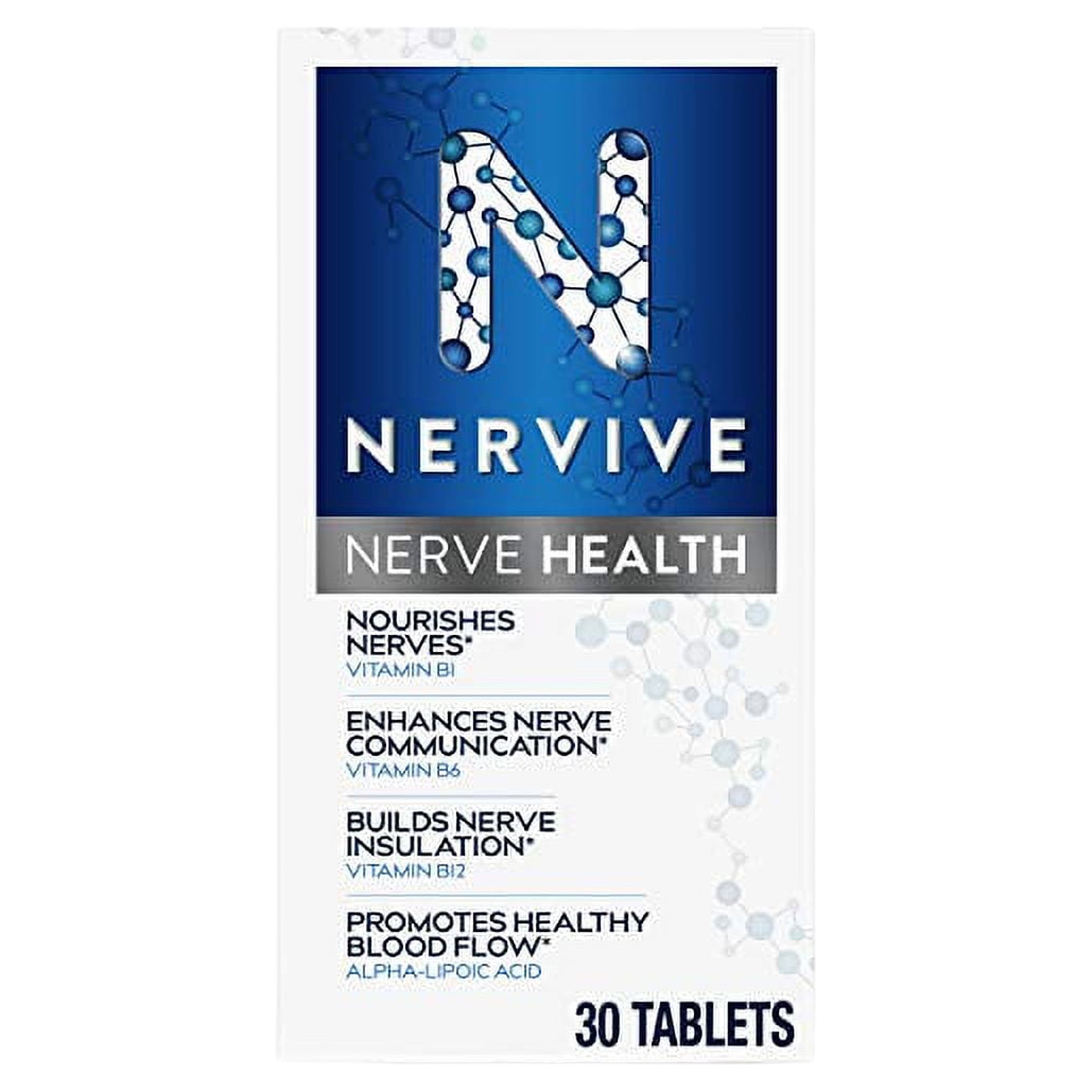 Nervive Nerve Health for Nerve Support, Alpha Lipoic Acid, ALA, Vitamins B1 B6 B12, 30 Tablets