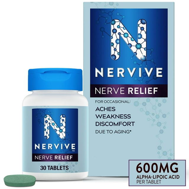 Nervive Nerve Relief Tablets, Alpha Lipoic Acid, Vitamin B12, B6, B1, Nerve Pain Relief, 30 Ct