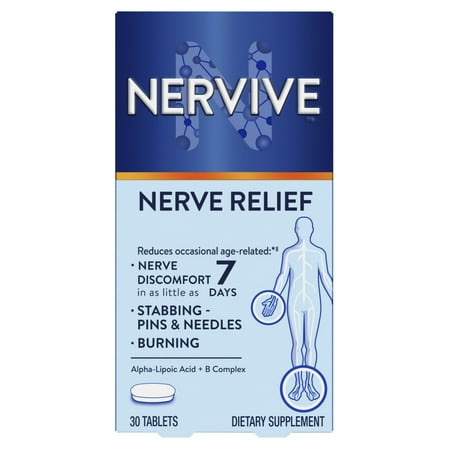 Nervive Nerve Relief Tablets, Nerve Pain Relief with Vitamin B12 and Alpha Lipoic Acid, 30 Count
