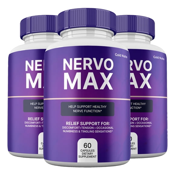 NervoMax Capsules, Advanced Maximum Strength Brain Pills, Nervo Max Supplement (3 Pack)
