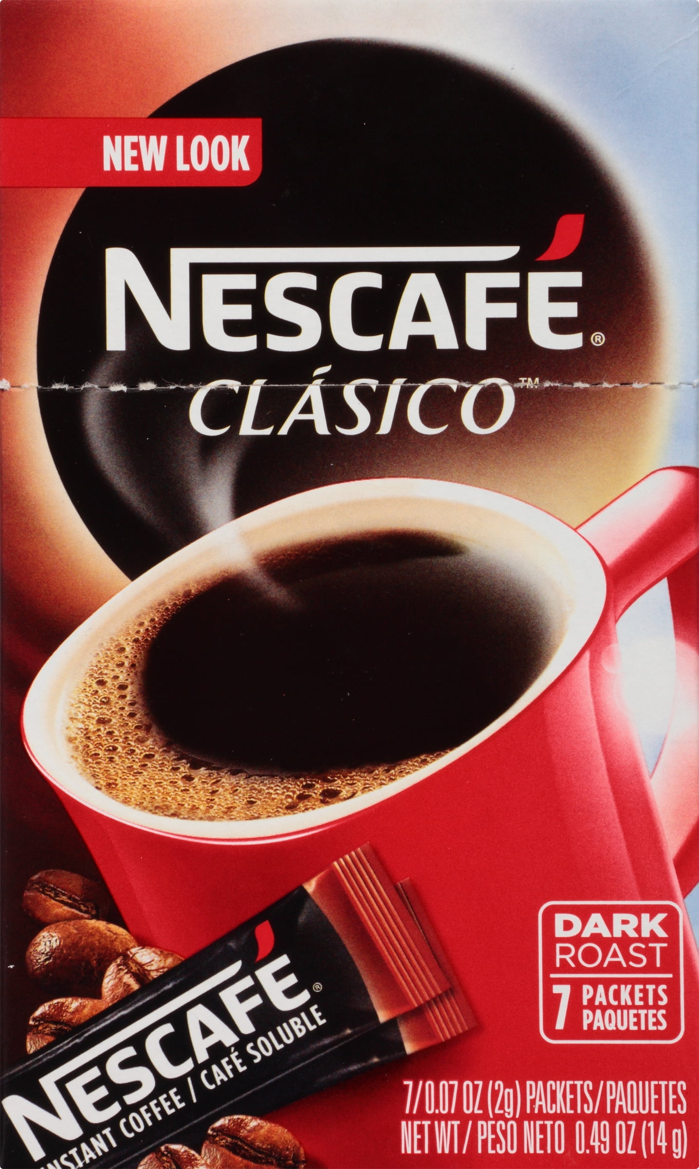 Nescafé Clasico Dark Roast Instant Coffee Packets, 7 Count