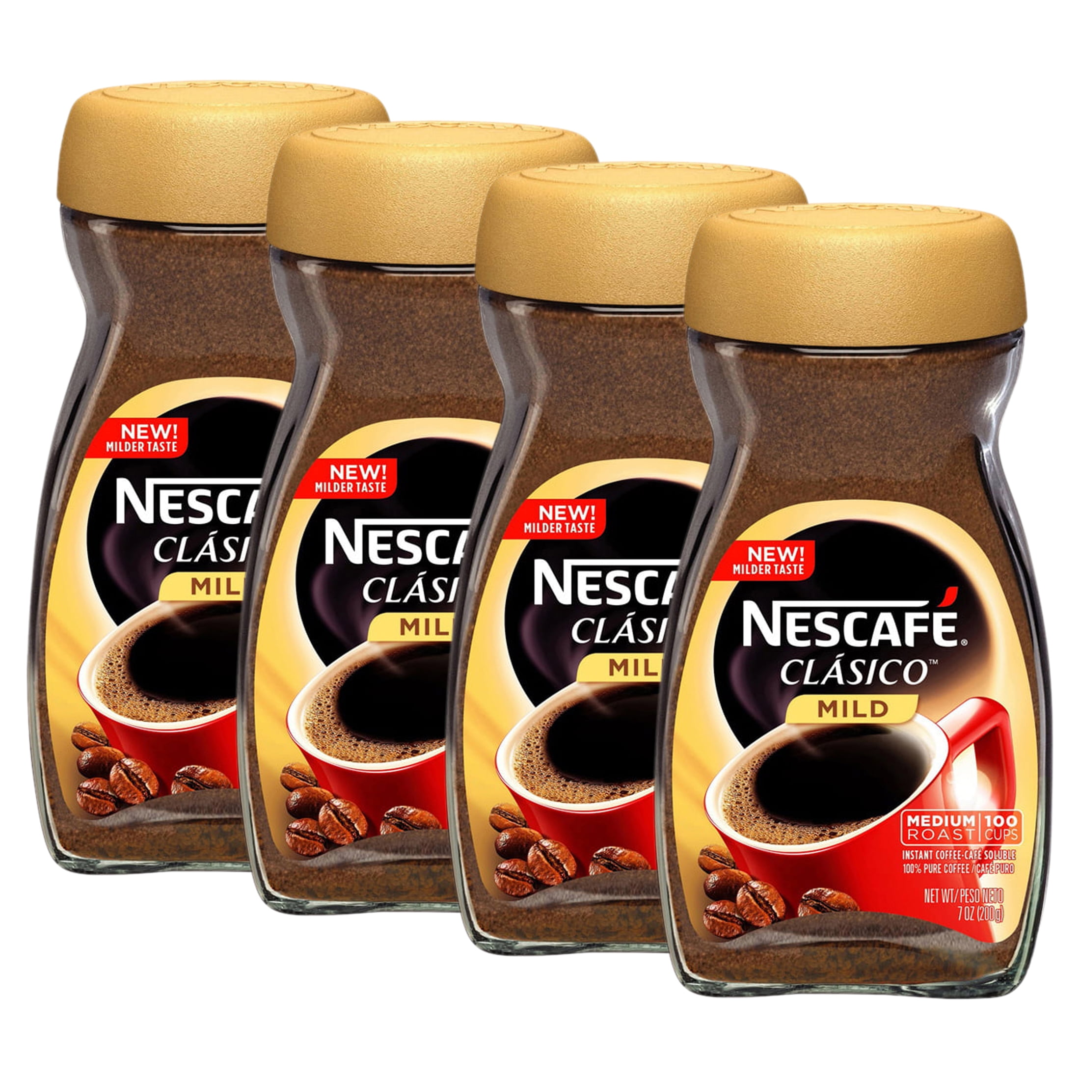 (4 pack) Nescafé Clasico Mild, Medium Roast Instant Coffee, 7 oz