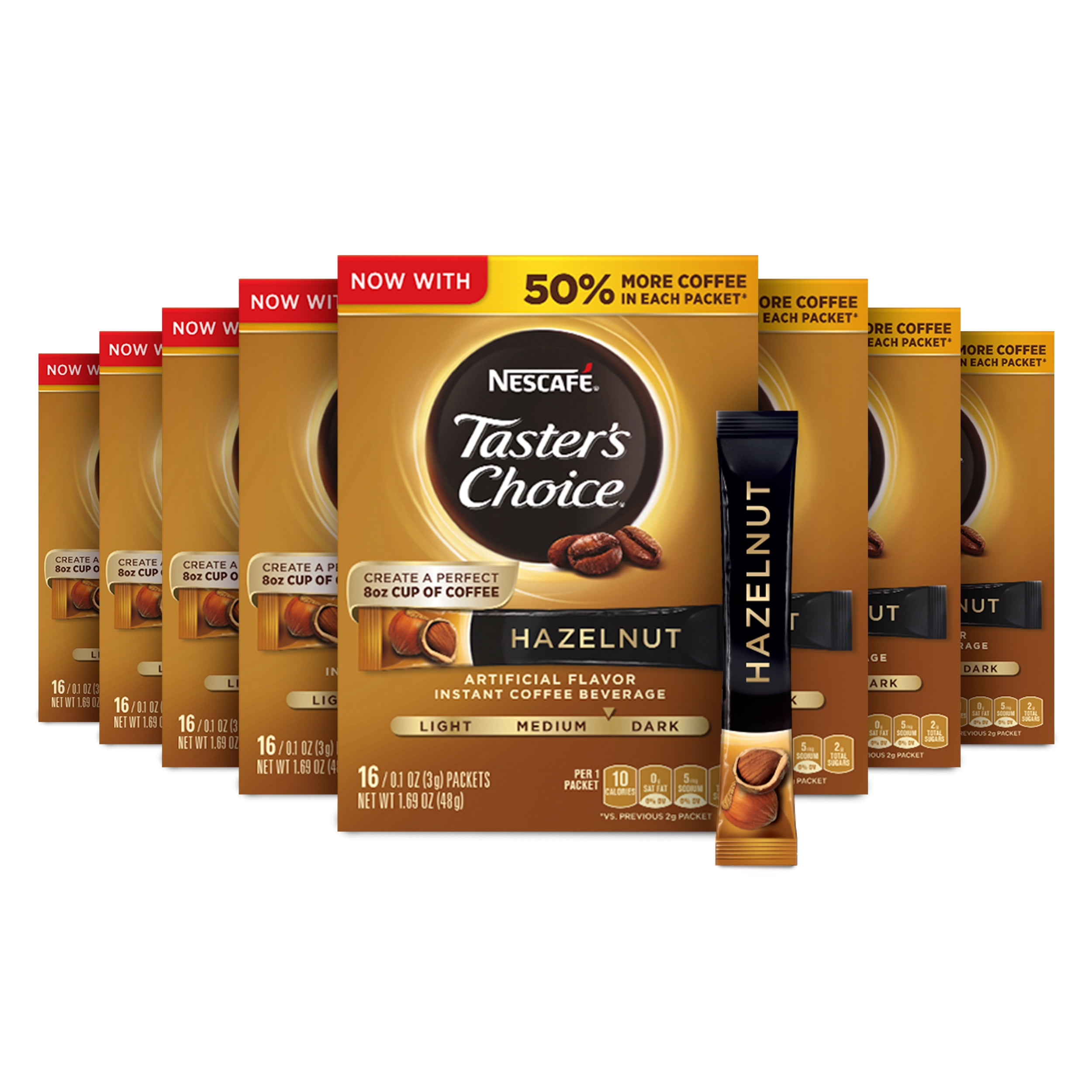 Nescaf Taster s Choice Hazelnut Medium Dark Roast Instant Coffee 128 Ct 8 Boxes of 16