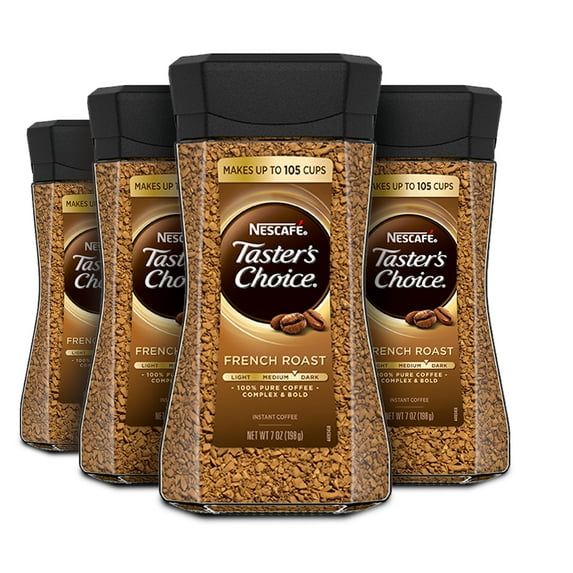 Nescafé Taster's Choice, Medium Dark Roast Instant Coffee Jars, 7 oz 4 Count