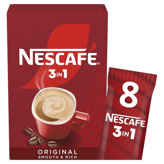 Nescafe 3 in 1 Original Coffee Sachets 8 x 16g, Imported from Britain