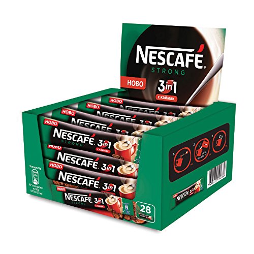 Nescafe 3 in 1 Strong Instant Coffee Single Packets, (Pack of 28