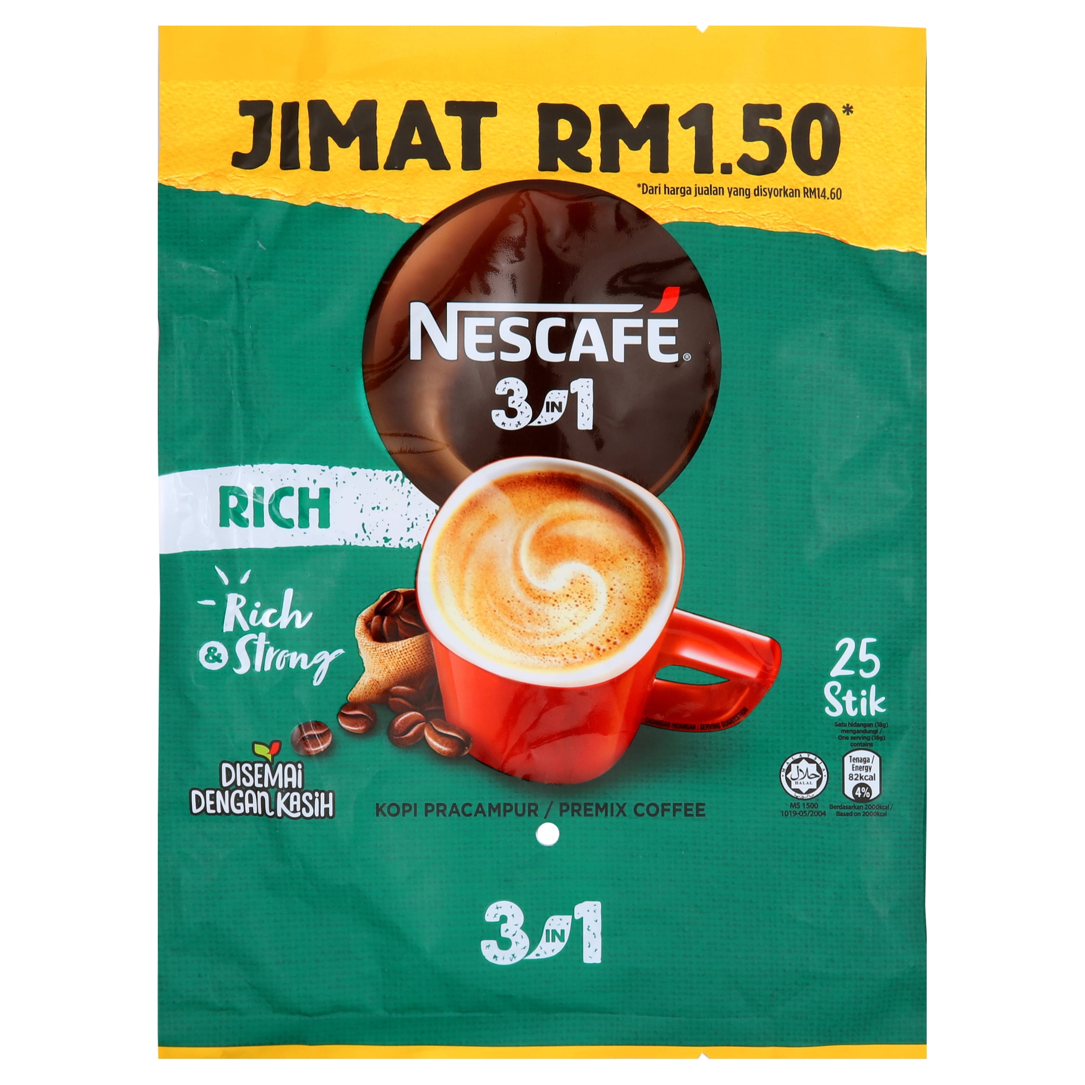 4 Packs Nescafé 3-in-1 ORIGINAL Premix Instant Coffee Single Serve Packets
