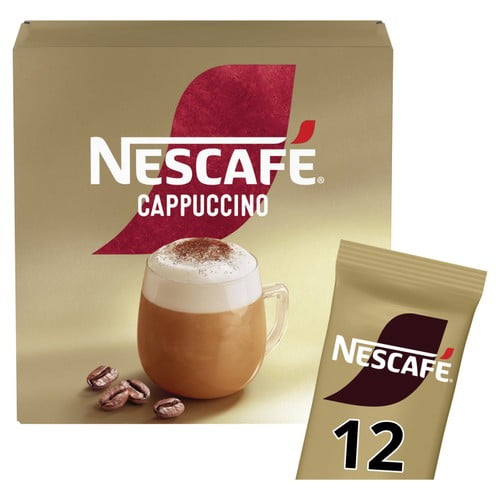 Nescafe Cappuccino Instant Coffee 12 Sachets, British Import (Pack of 2)