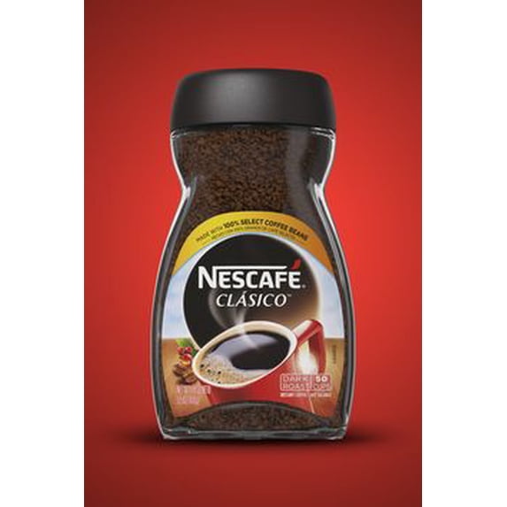 NESCAFÉ Clasico Instant Coffee Powder Dark Roast, 48g bottle, 1.7 oz small size