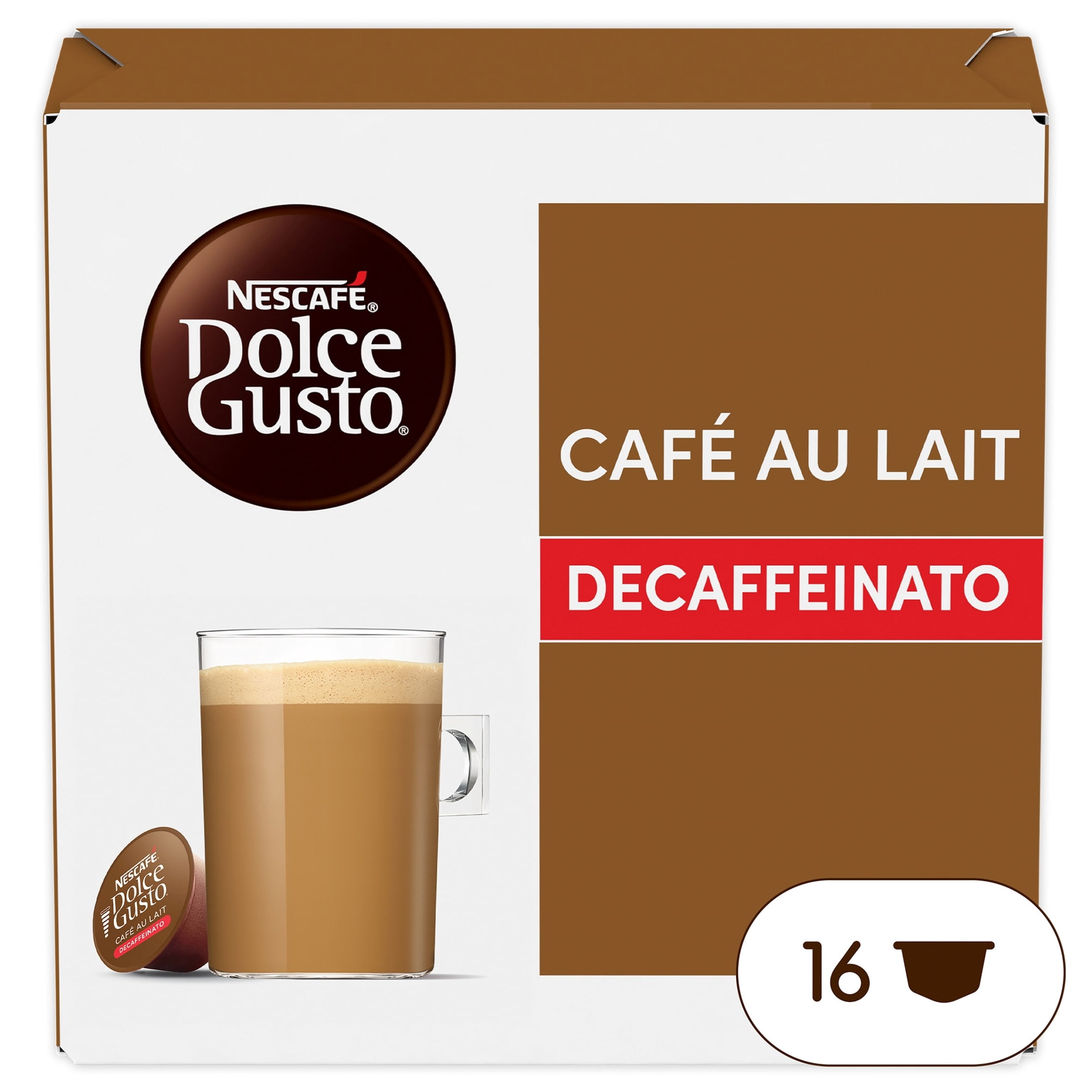 Nescafe Dolce Gusto CafÃ© Au Lait Decaff Coffee Pods x16 160g, Imported from Britain