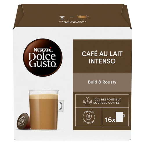 Nescafe Dolce Gusto Cafe Au Lait Intenso Pods, 16 pods per pack, British Import (Pack of 3)