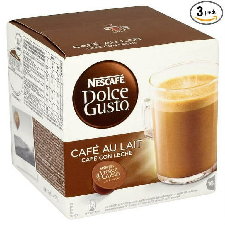 Nescafe Dolce Gusto Cafe Au Lait (Pack of 3, Total 48 Capsules) 