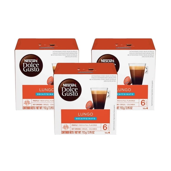Nescafe Dolce Gusto Lungo Decaf Coffee Capsules 16 Count Pack Of 3