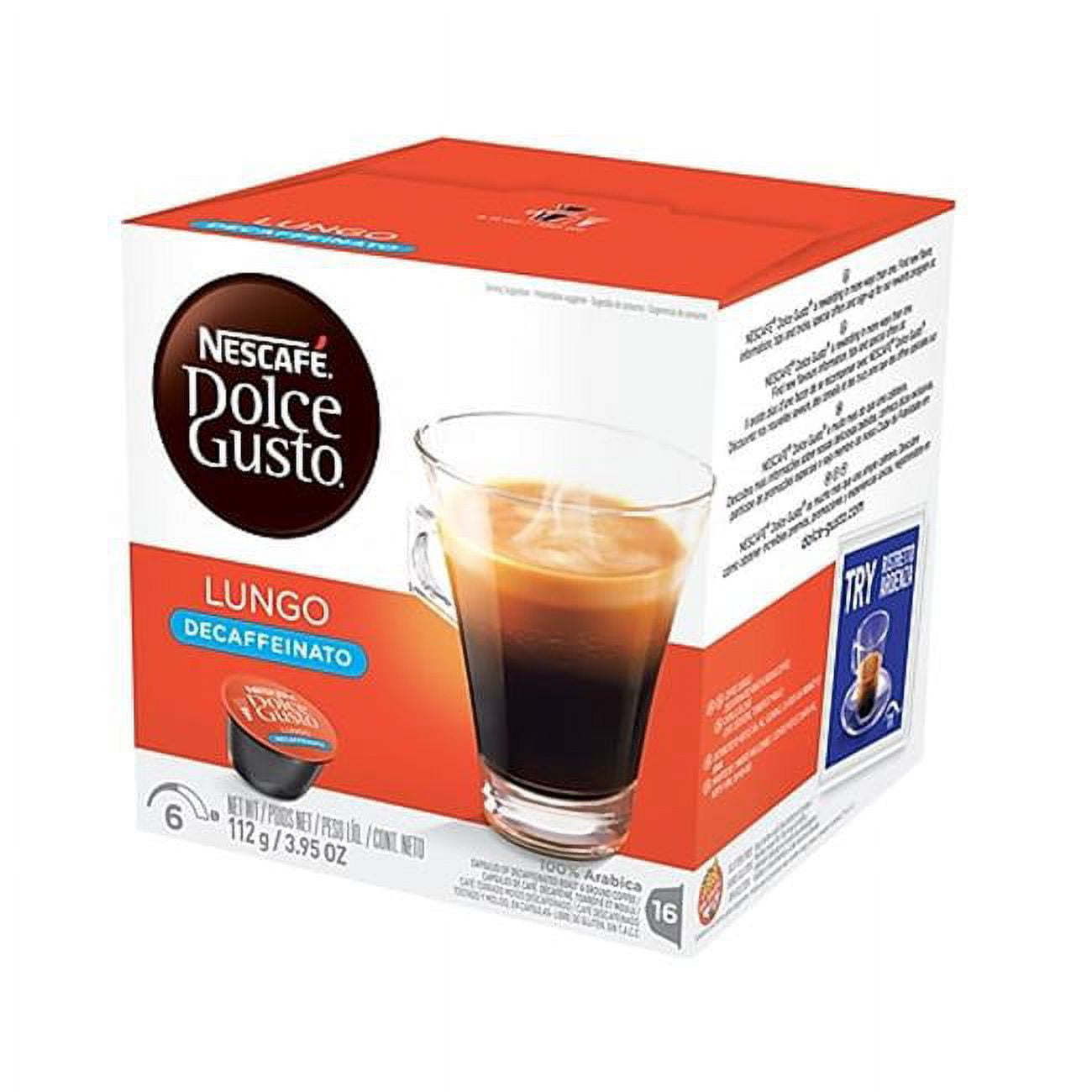 Nescafe Dolce Gusto Single Serve Coffee Pods Lungo Decaffeinato Carton Of 48 3 x 16 Per Box Walmart
