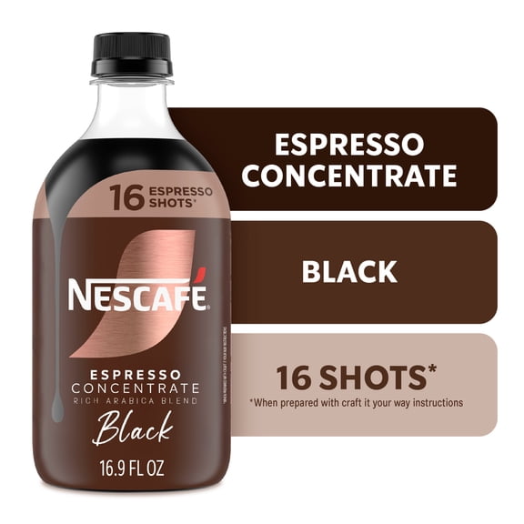 NESCAF Espresso Concentrate Black, Coffee Concentrate, Instant Espresso, 16 Shots 16.9 fl oz