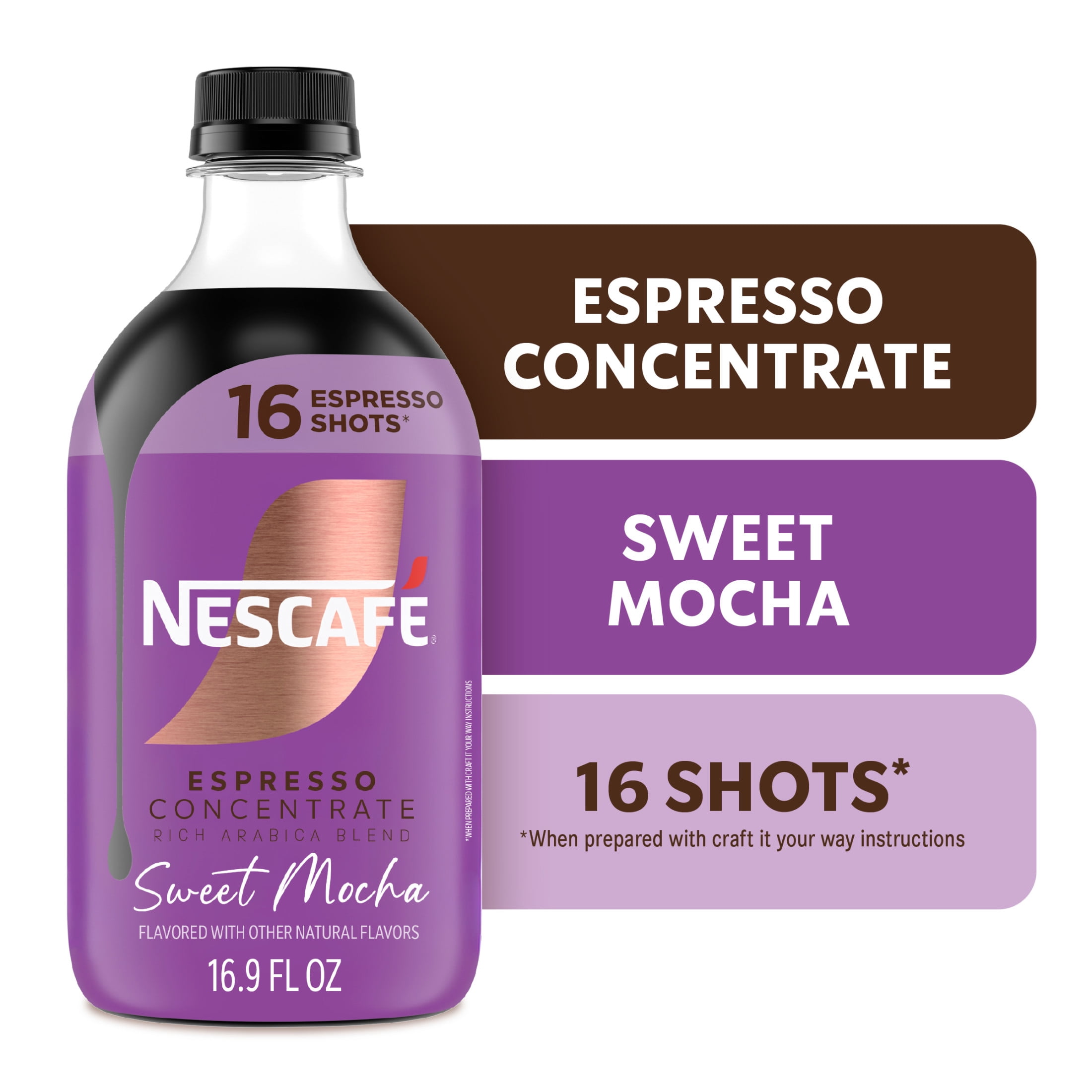 NESCAFÉ Espresso Concentrate Sweet Mocha, Flavored Coffee Concentrate, Instant Espresso, 16 Shots 16.9 fl oz