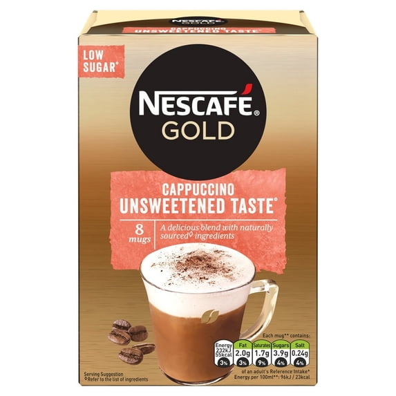 Nescafe Gold Cappuccino Unsweetened Taste Coffee 8 Sachets - 113.6g (Pack of 3)