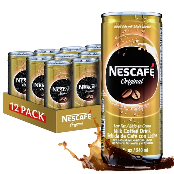 Nescafe Iced Coffee Drinks in Cans - 12 Pack Canned Coffee Drinks Beverages - Serve Chilled - Liquid Ice Coffee - Can Coffee, Iced & Ready to Drink - 8.1 oz Skinny Cans (Original Flavor)