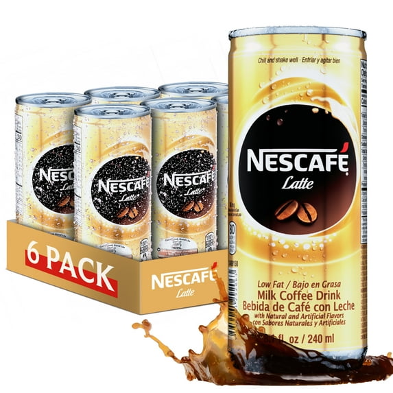 Nescafe Iced Coffee Drinks in Cans - 6 Pack Canned Coffee Drinks Beverages - Serve Chilled - Liquid Ice Coffee - Can Coffee, Iced & Ready to Drink - 8.1 oz Skinny Cans (Latte Flavor)