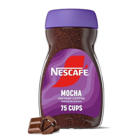 NESCAF Mocha Flavored Instant Coffee, Flavored Coffee Powder, 75 Cups 6 oz