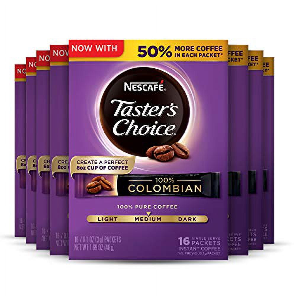 Nescafe Taster's Choice Instant Coffee, Colombian, 16 count (Pack of 8