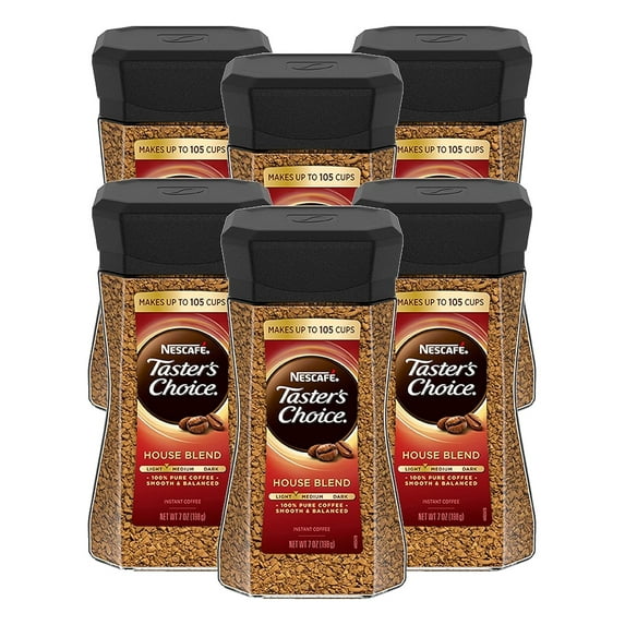 Nescafe Taster's Choice Instant Coffee, House Blend, 7 Ounce Pack of 6