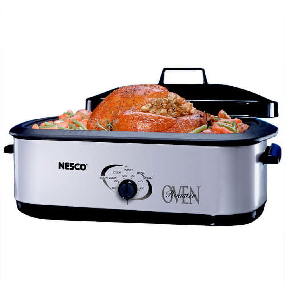 Nesco American Porcelain Roaster Oven, Silver, 18 Quart