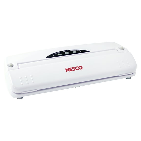 Nesco Food Storage Vacuum Sealer, Built in Roll Storage, 10 Quart bags + 10 Gallon Bags Included