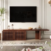 siu want Adjustable Walnut TV Stand with Storage for TVs Up to 100" - Modern Entertainment Center
