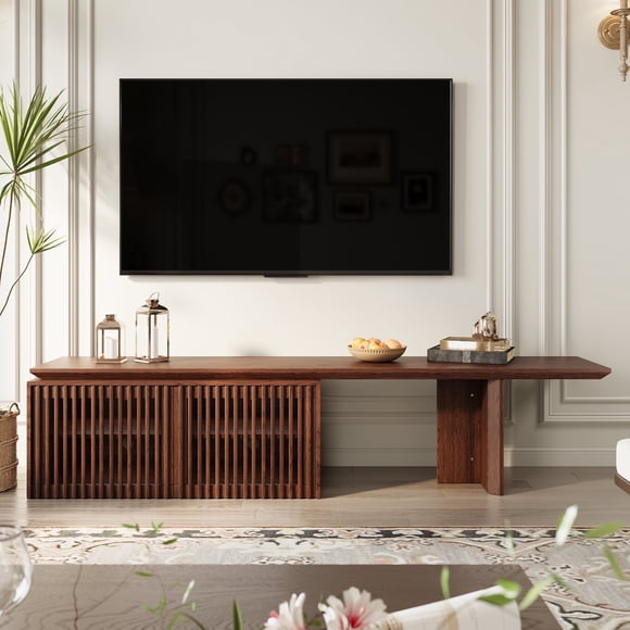 siu want Adjustable Walnut TV Stand with Storage for TVs Up to 100" - Modern Entertainment Center