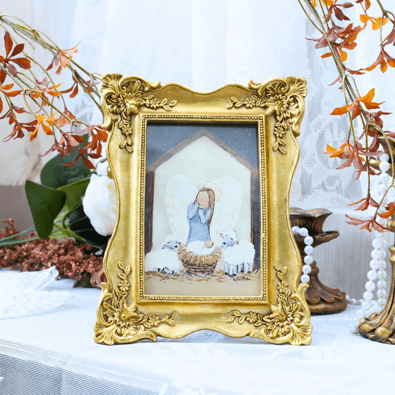 Ornate Gold Rococo-Style Picture Frame – 4x6 Baroque Decorative Photo Frame for Tabletop Display