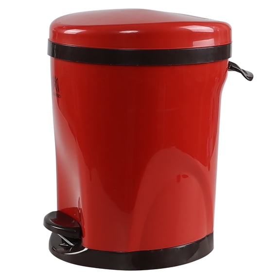 Nesmilers 1 Pack Plastic Foot Pedal Garbage Can, Red Bathroom Trash Can with Lid