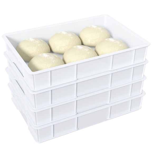 Nesmilers 4-Pack Plastic Commercial Pizza Dough Proofing Box, Stackable Dough Proofing Box, White