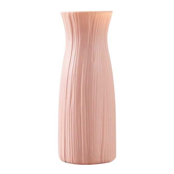 Nesolty Plastic Rib Vase, Line texture, Indoor, Pink, 9.4Inch