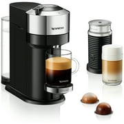 Nespresso By DeLonghi New Vertuo Next Premium Coffee and Espresso Maker in Chrome Plus Aeroccino3 Milk Frother in Black, Single-Serve Brewers