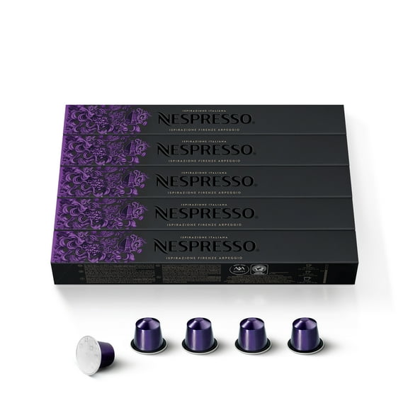 Nespresso Capsules Original, Arpeggio, Dark Roast Espresso, 50-Count Espresso Coffee Pods