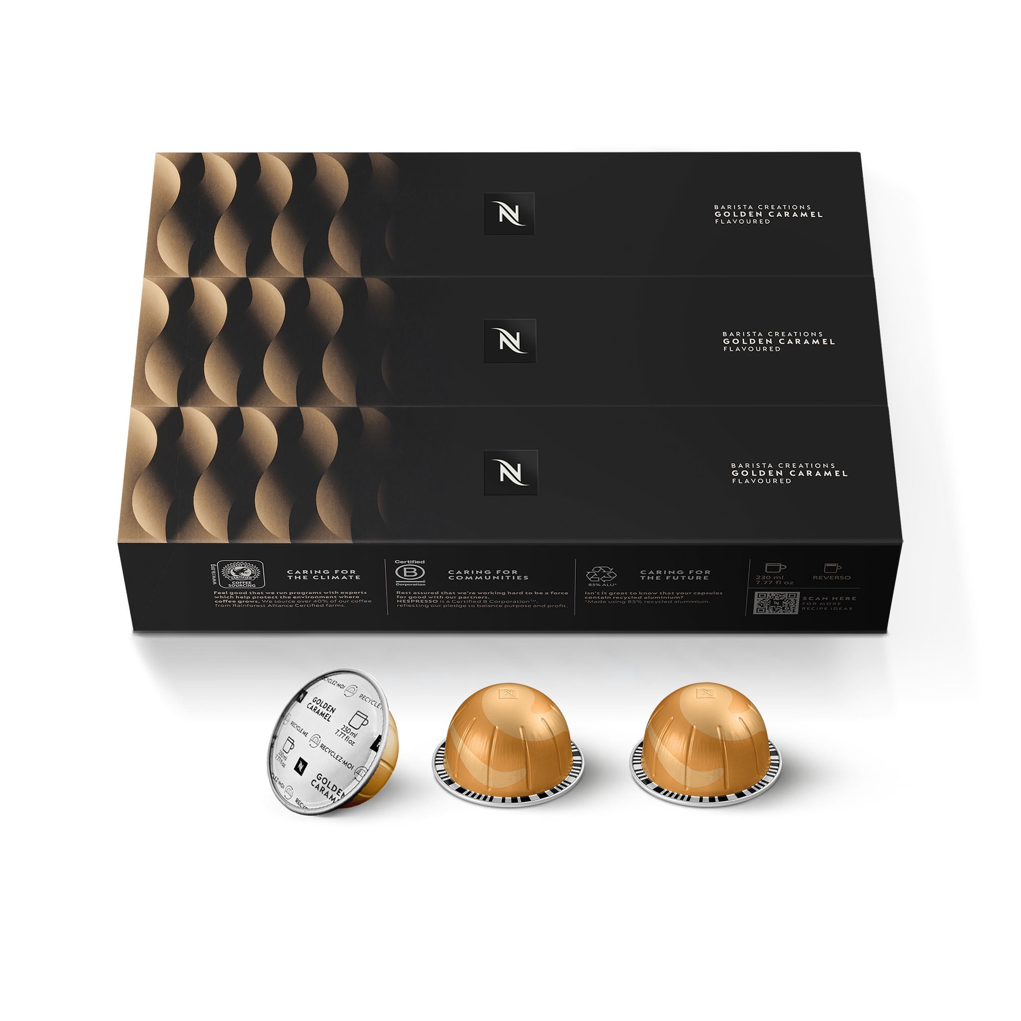 Nespresso Capsules Vertuo, Golden Caramel, Medium Roast Coffee, 30-Count Coffee Pods