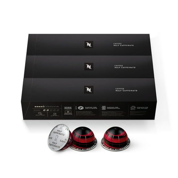 Nespresso Capsules Vertuo, Half Caffeinato, Mild Roast Coffee, 30-Count Coffee Pods