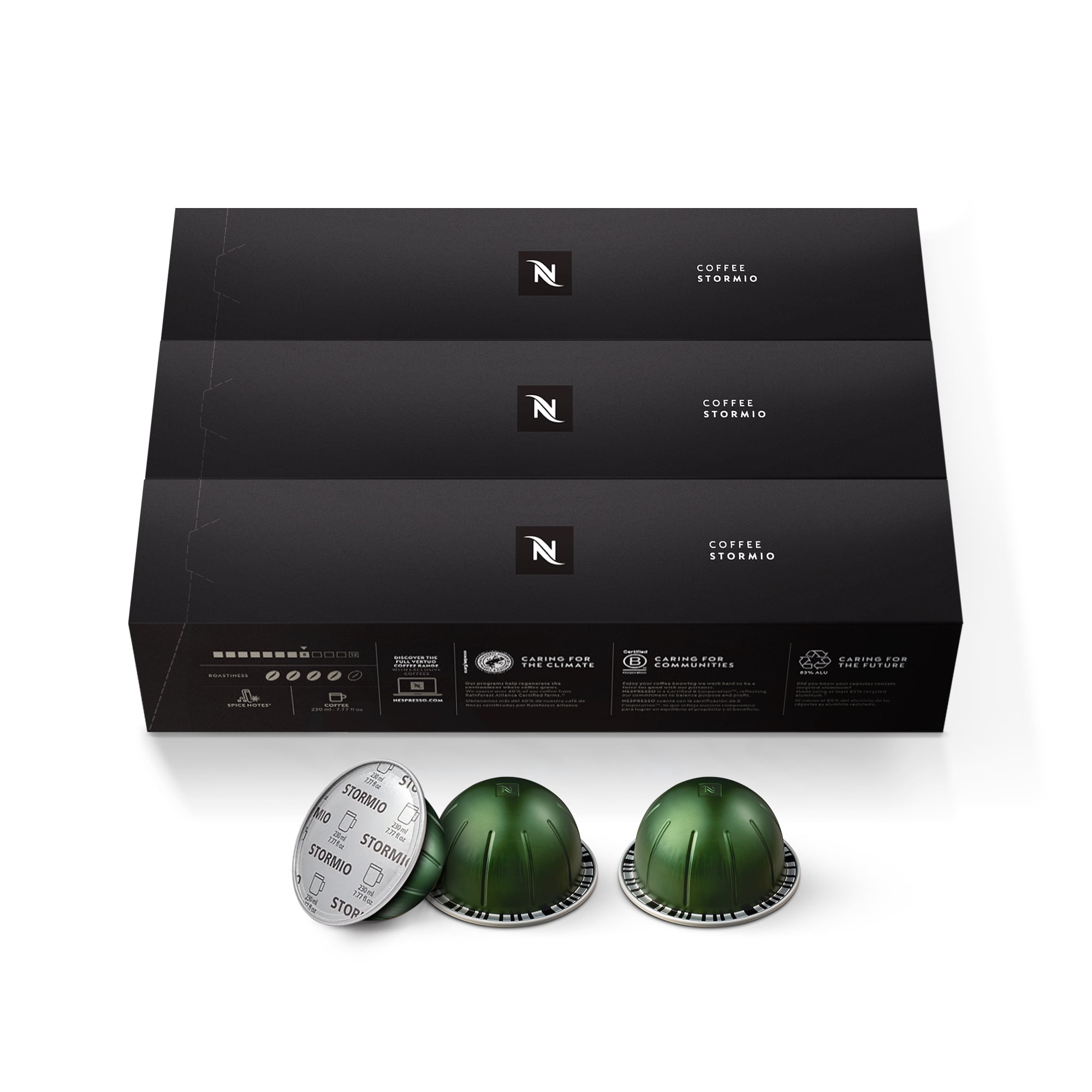 Nespresso Capsules Vertuo, Stormio, Dark Roast Coffee, 30-Count Coffee Pods